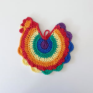 Rainbow Chicken Pot Holder