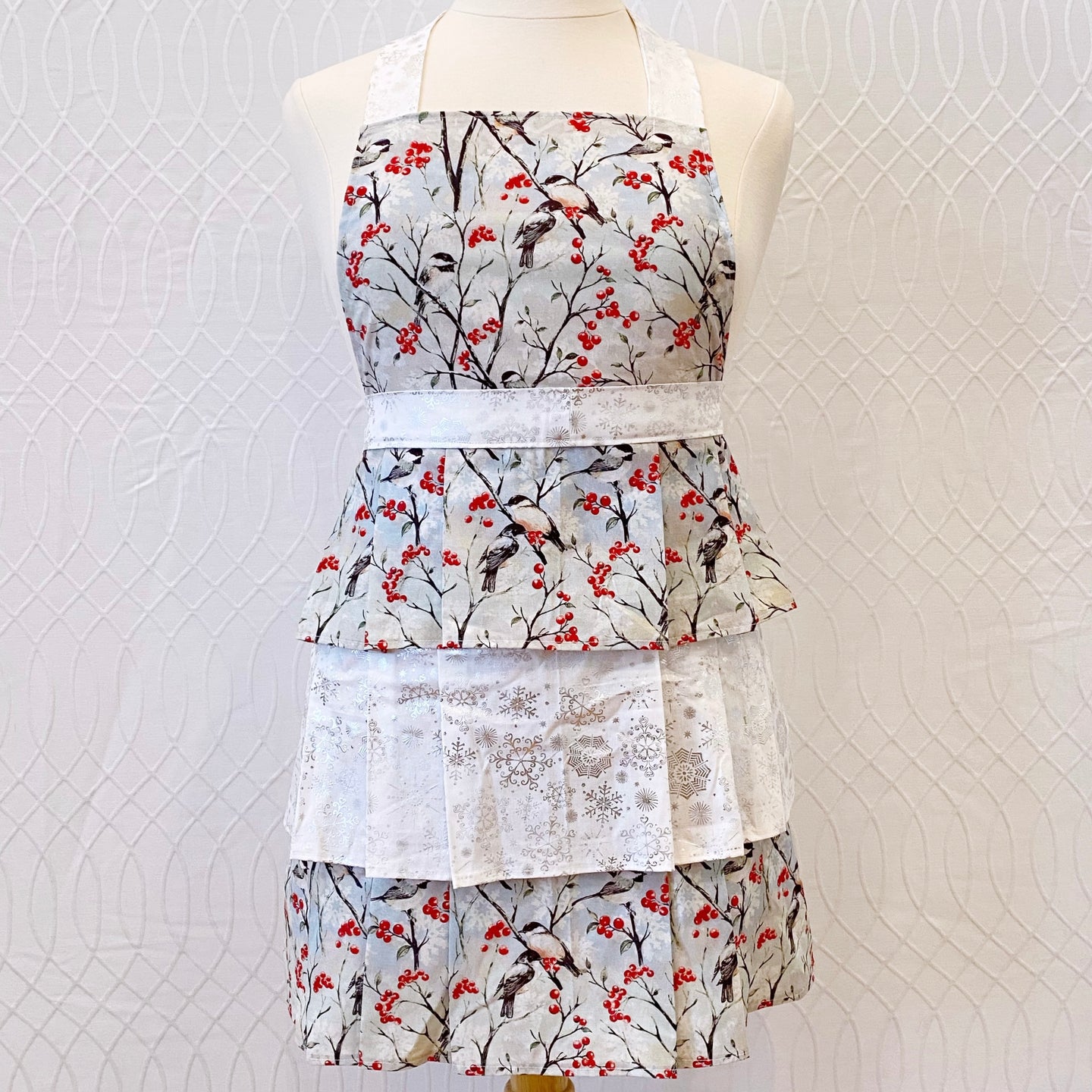 Winter Birds Ruffled Apron