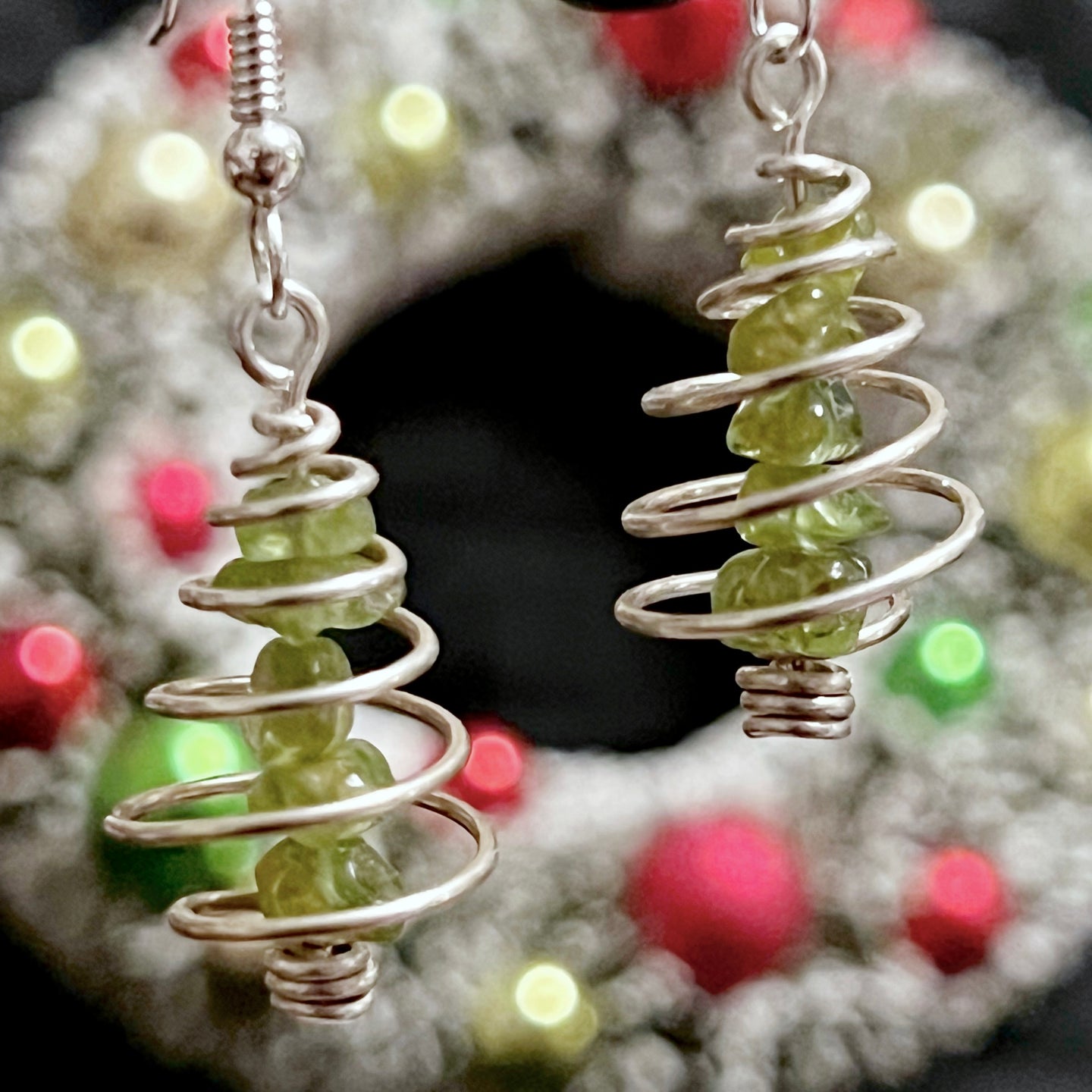 Sterling Silver Peridot Tree Earrings