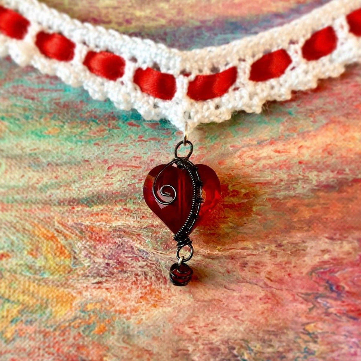 Heart Crocheted Choker