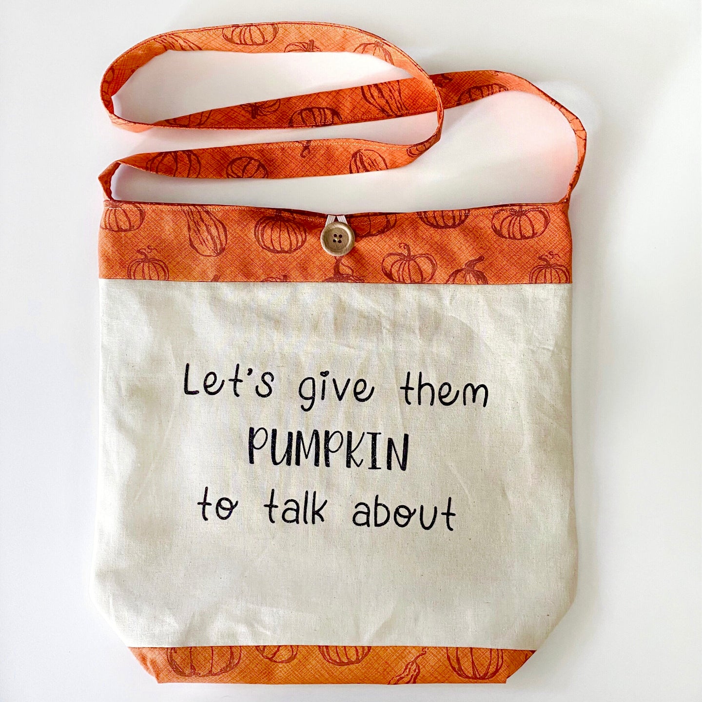 Pumpkin Crossbody Canvas Bag