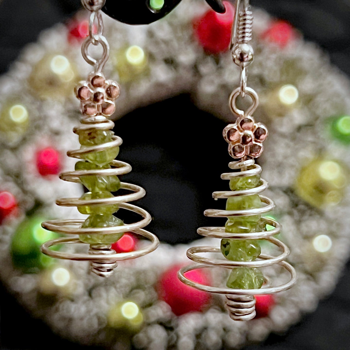 Sterling Silver Peridot Tree Earrings